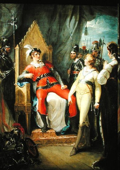 Edward Prince of Wales and his mother Queen Margaret (1430-82) brought before King Edward IV (1442-83) after the Battle of Tewkesbury by William Hamilton