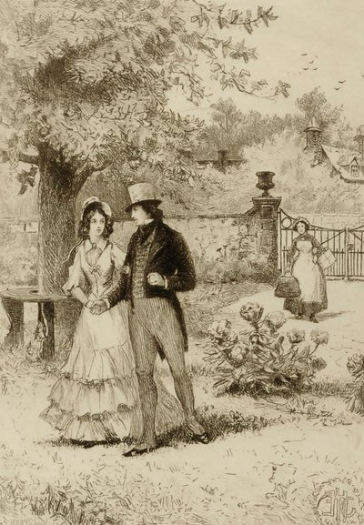 Untitled (couple walking in a garden) by William Harry Warren Bicknell