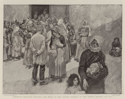 Armenian Refugees waiting for Work at the Labour Bureau of the Relief Society at Van by William Hatherell
