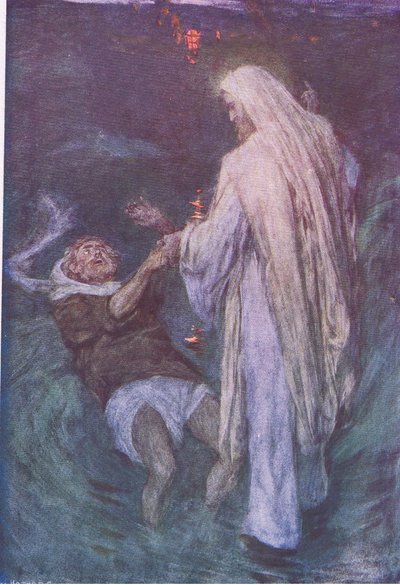 Christ walking on the sea by William Hatherell