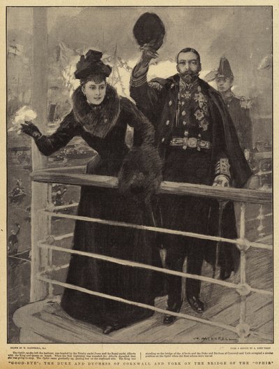 Good-bye the Duke and Duchess of Cornwall and York on the Bridge of the Ophir by William Hatherell