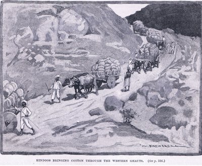 Hindus bringing cotton through the Western Ghauts 1862 AD by William Hatherell