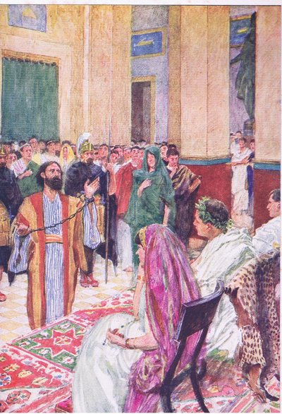 Paul before Agrippa, from The Bible Story published by Hodder & Stoughton by William Hatherell