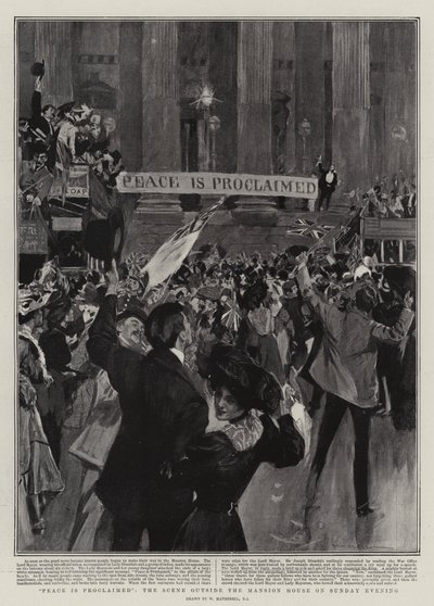Peace is Proclaimed, the Scene Outside the Mansion House on Sunday Evening by William Hatherell