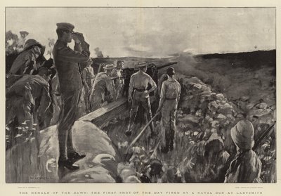The Herald of the Dawn, the First Shot of the Day fired by a Naval Gun at Ladysmith by William Hatherell