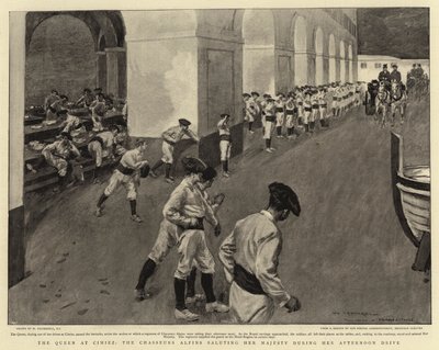 The Queen at Cimiez, the Chasseurs Alpins Saluting Her Majesty During Her Afternoon Drive by William Hatherell
