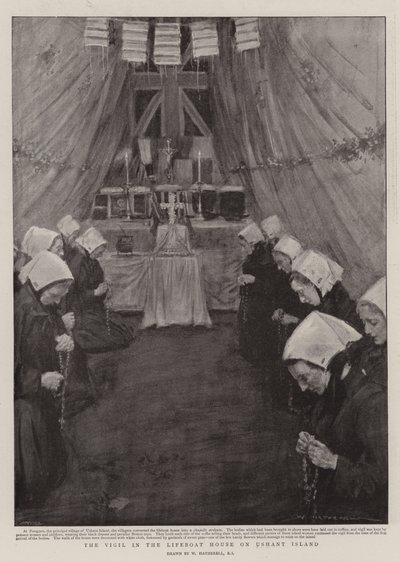 The Vigil in the Lifeboat House on Ushant Island by William Hatherell