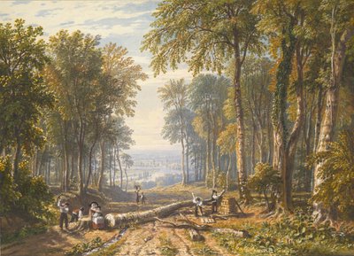 Woodcutters at Park Place, Henley, the River Thames Beyond by William Havell