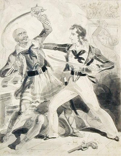 American Naval Officer Resisting an Attacking Tripolitan by William Heath