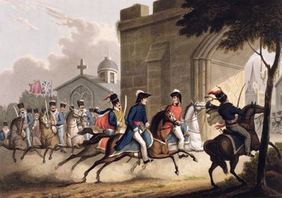 Entrance of Lord Wellington into Salamanca at the head of a Regiment of Hussars, from 
