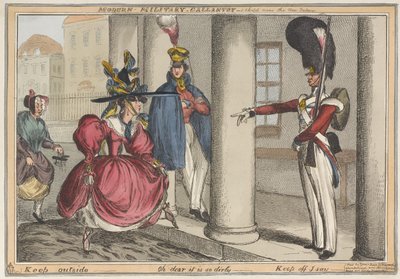 Modern Military Gallantry - A sketch near the New Palace Keep outside - Oh dear it is so dirty, c.1829 by William Heath