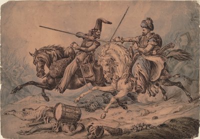 Russian Cossack in Combat with a Mameluke, 1815 by William Heath