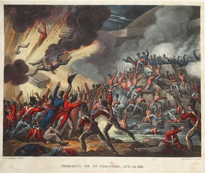 Storming of St Sebastian Aug 31, 1811, aquatint by J.C. Stadler, pub. by Tegg, Apr 1818 by William Heath