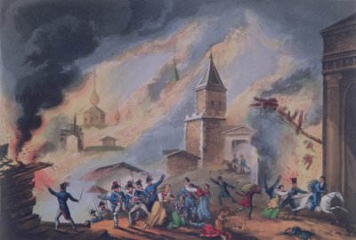 The Burning of Moscow, September 1812, engraved by Thomas Sutherland by William Heath