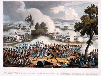 The Left Wing of the British Army in action at the Battle of Waterloo, engraved by Thomas Sutherland, 1815 by William Heath