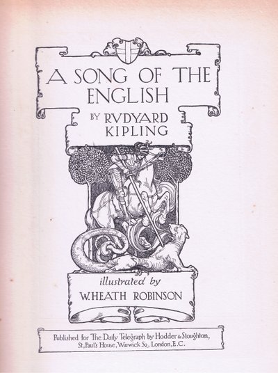 A Song of the English title page (St George and the Dragon) by William Heath Robinson