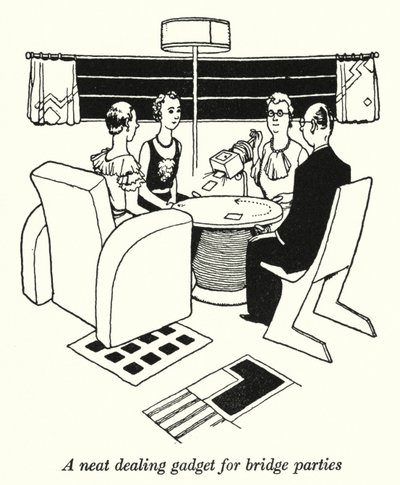 A Neat Dealing Gadget for Bridge Parties by William Heath Robinson