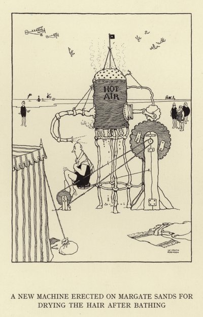 A New Machine Erected on Margate Sands for Drying the Hair after Bathing by William Heath Robinson