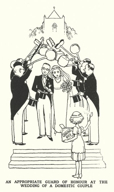 An Appropriate Guard of Honour at the Wedding of a Domestic Couple by William Heath Robinson