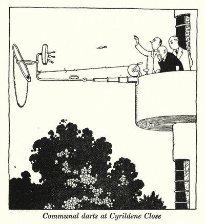 Communal Darts at Cyrildene Close by William Heath Robinson