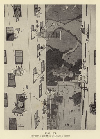 Flat Life, How Sport is Possible on a Saturday Afternoon by William Heath Robinson
