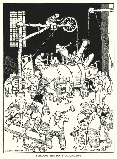Illustration for Railway Ribaldry by W Heath Robinson by William Heath Robinson