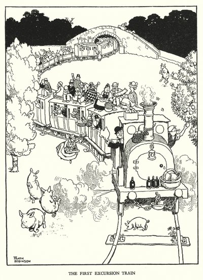 Illustration for Railway Ribaldry by W Heath Robinson by William Heath Robinson