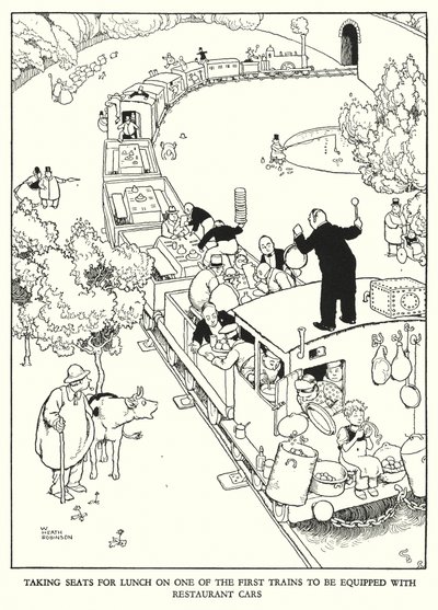 Illustration for Railway Ribaldry by W Heath Robinson by William Heath Robinson