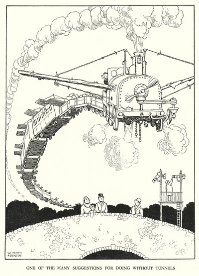Illustration for Railway Ribaldry by W Heath Robinson by William Heath Robinson
