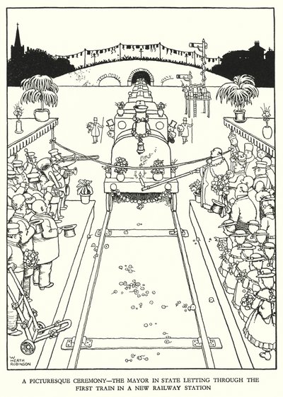 Illustration for Railway Ribaldry by W Heath Robinson by William Heath Robinson