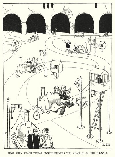 Illustration for Railway Ribaldry by W Heath Robinson by William Heath Robinson