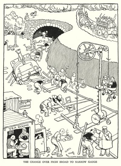 Illustration for Railway Ribaldry by W Heath Robinson by William Heath Robinson