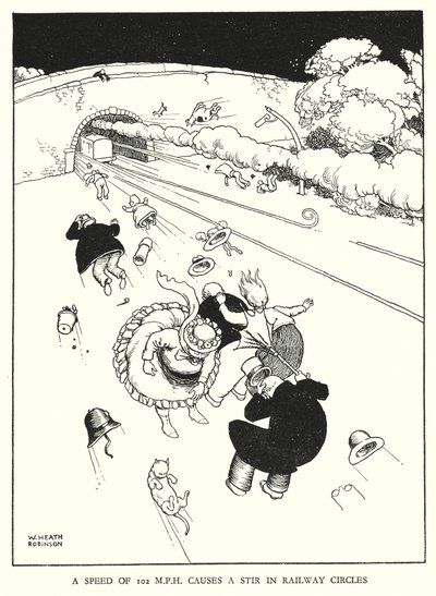 Illustration for Railway Ribaldry by W Heath Robinson by William Heath Robinson