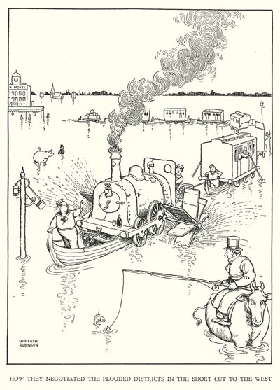Illustration for Railway Ribaldry by W Heath Robinson by William Heath Robinson
