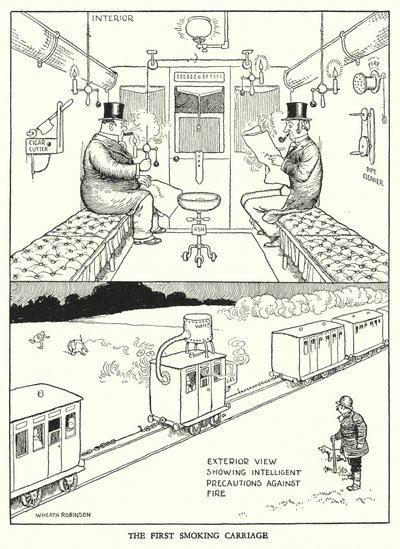 Illustration for Railway Ribaldry by W Heath Robinson by William Heath Robinson