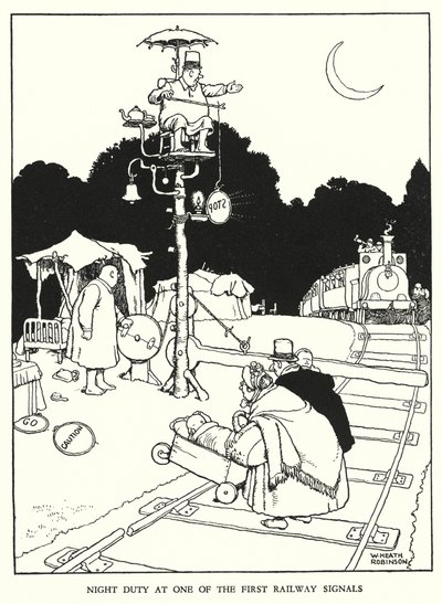 Illustration for Railway Ribaldry by W Heath Robinson by William Heath Robinson