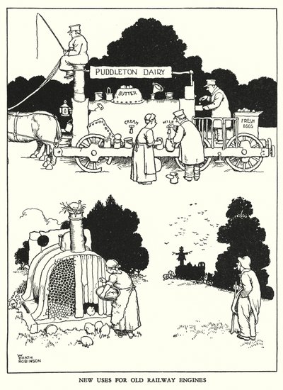 Illustration for Railway Ribaldry by W Heath Robinson by William Heath Robinson