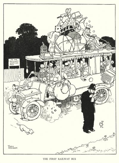 Illustration for Railway Ribaldry by W Heath Robinson by William Heath Robinson