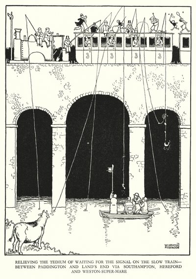 Illustration for Railway Ribaldry by W Heath Robinson by William Heath Robinson