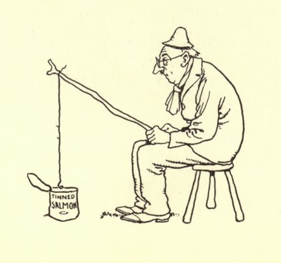 Man Fishing for Tinned Salmon by William Heath Robinson