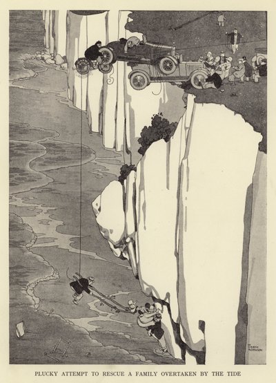Plucky attempt to rescue a family overtaken by the tide by William Heath Robinson