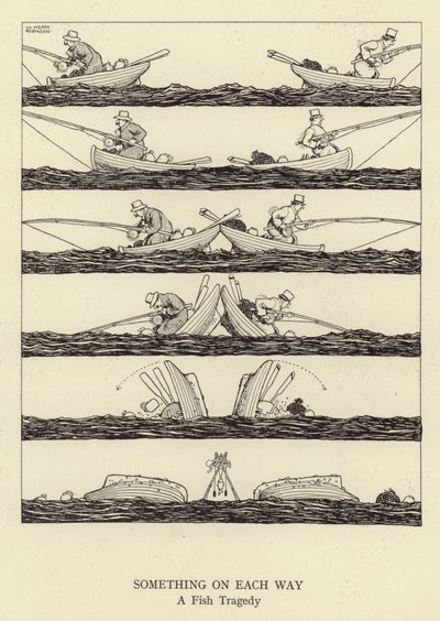 Something on Each Way, a Fish Tragedy by William Heath Robinson