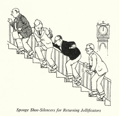 Sponge Shoe-Silencers for Returning Jollificators by William Heath Robinson