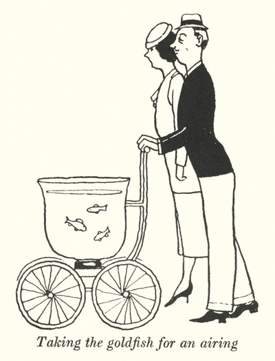 Taking the goldfish for an airing by William Heath Robinson