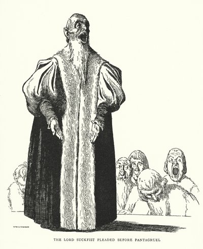 The Lord Suckfist pleaded before Pantagruel by William Heath Robinson