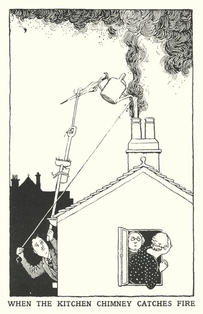 When the Kitchen Chimney Catches Fire by William Heath Robinson