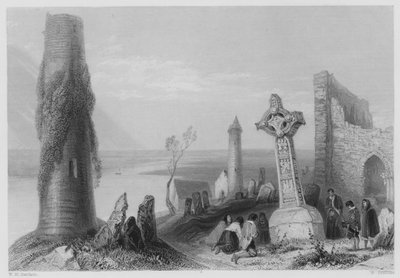 Ancient Cross, Clonmacnoise by William Henry (after) Bartlett