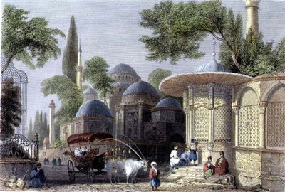 Fountain and Mosque of Chahzade, engraved by Roberts Sands by William Henry (after) Bartlett
