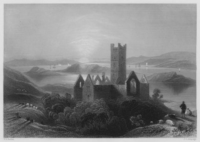 Roserk Abbey by William Henry (after) Bartlett