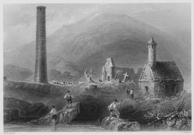 Round Tower, Glendalough, County Wicklow by William Henry (after) Bartlett
